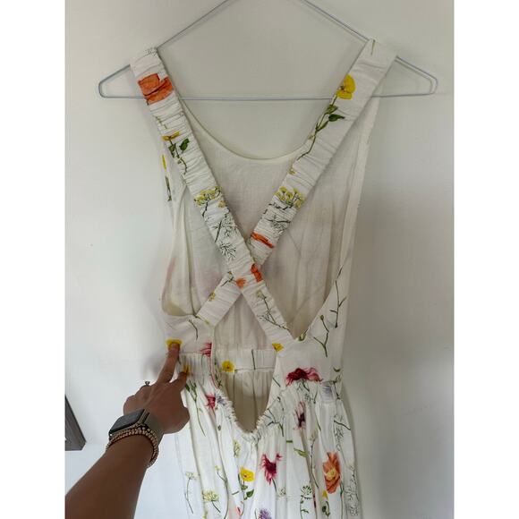 H&M Floral Cotton/Linen Maxi Dress Small - Picture 5 of 8